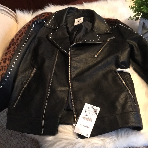 zara leather look jacket